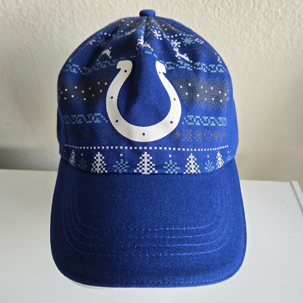 NFL Indianapolis Colts Christmas‎ Holiday Fair Isle Snapback Hat Cap Blue NWOT